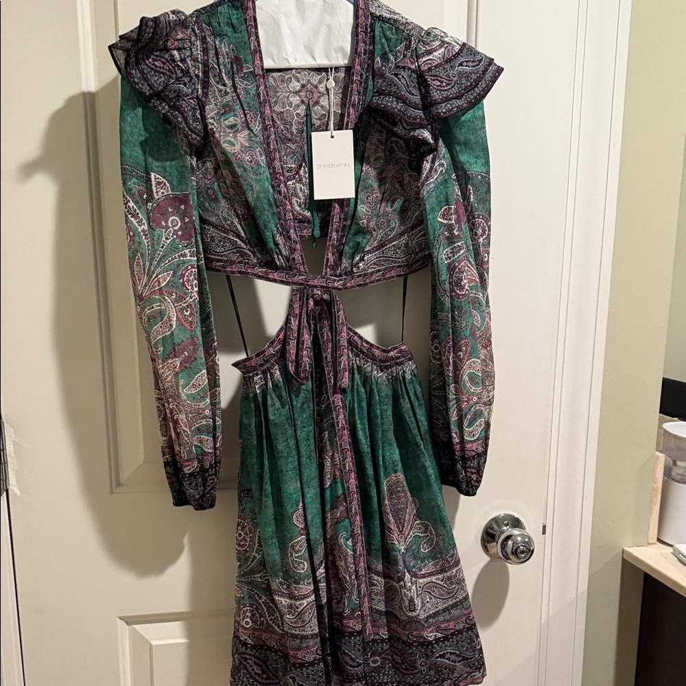 Zimmermann Green and Purple Backless Dress size 0 - Picture 5 of 6
